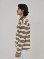 CLASSIC STRIPED POLO IN GREEN/GREY