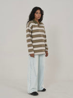 CLASSIC STRIPED POLO IN GREEN/GREY