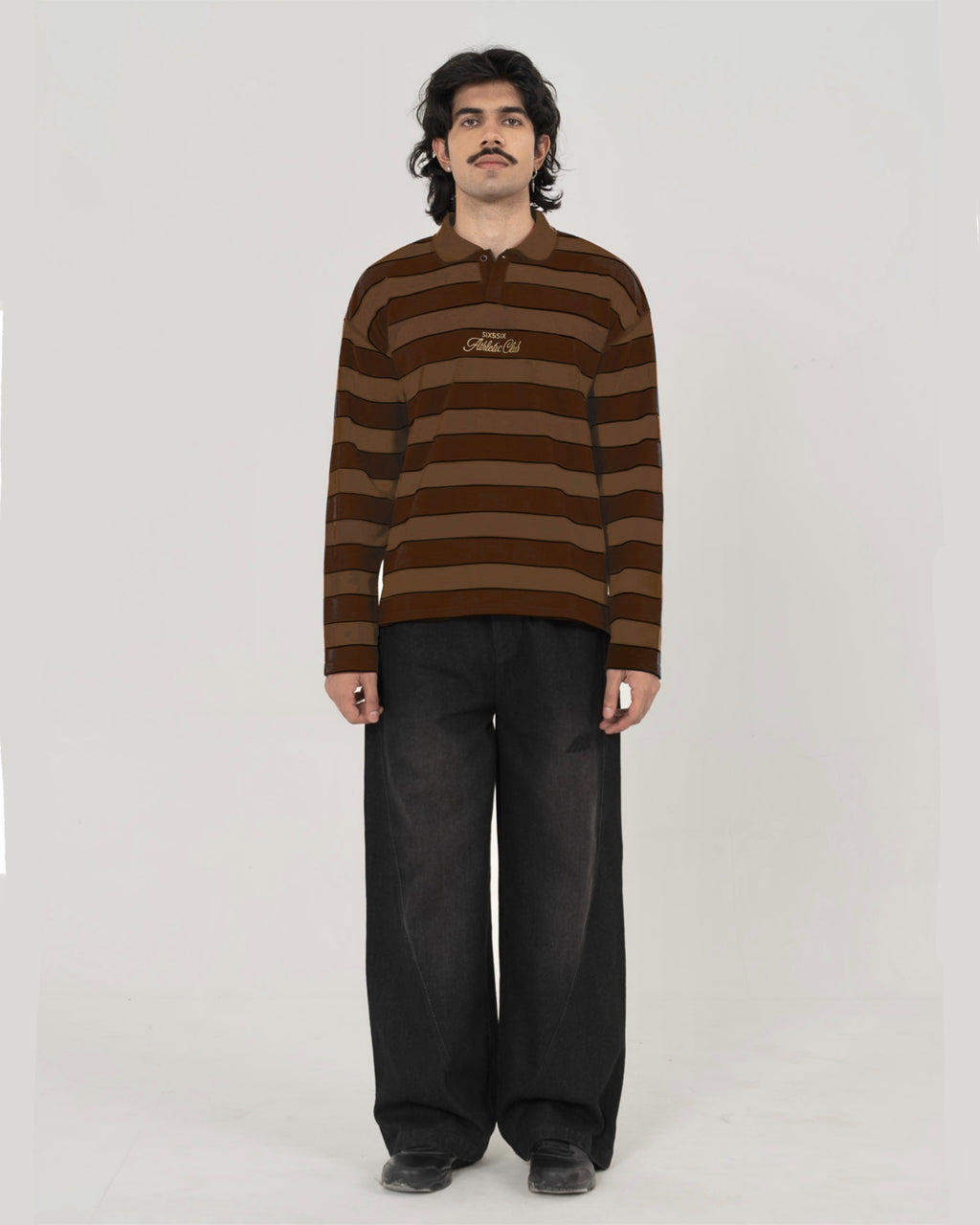 CLASSIC STRIPED POLO IN BROWN