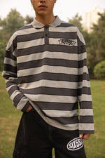 CLASSIC STRIPED POLO-GREY