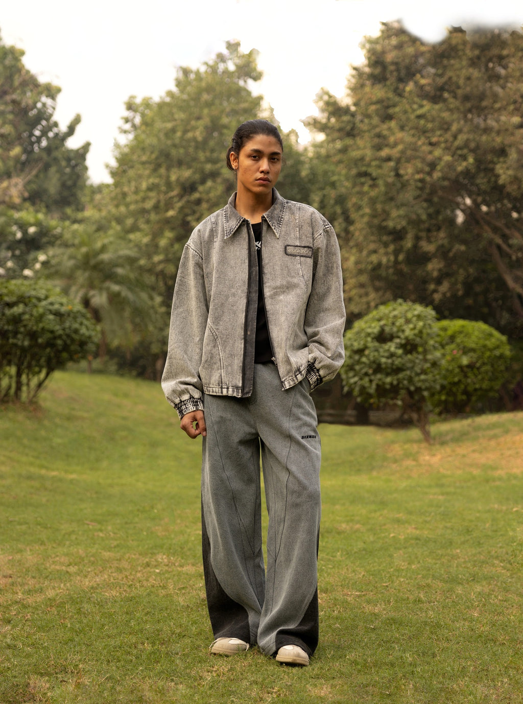 Denim Bomber Jacket in Concrete