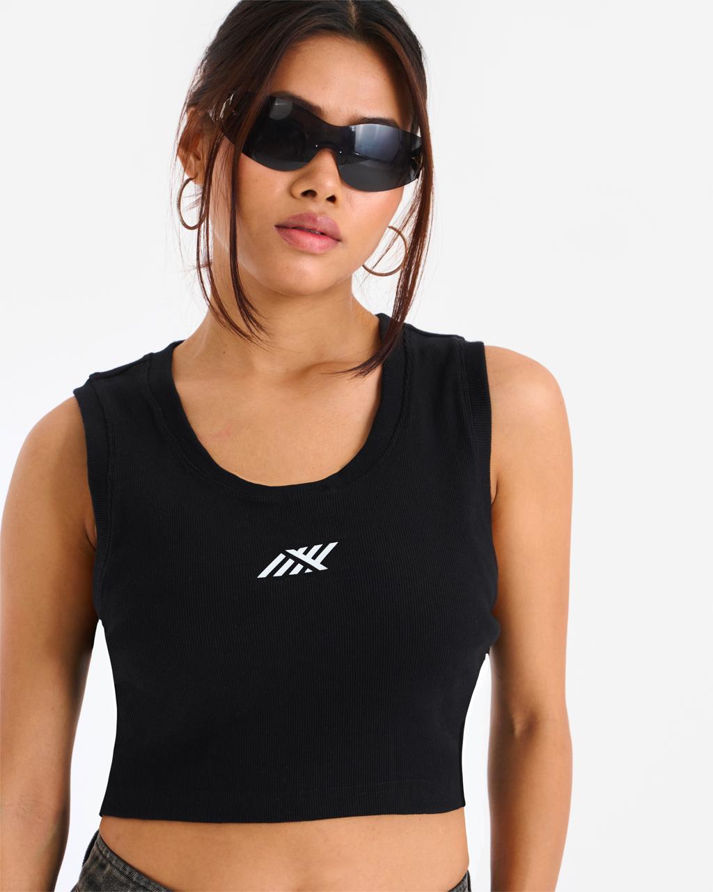 SPRINT CROP TANK TOP-BLACK
