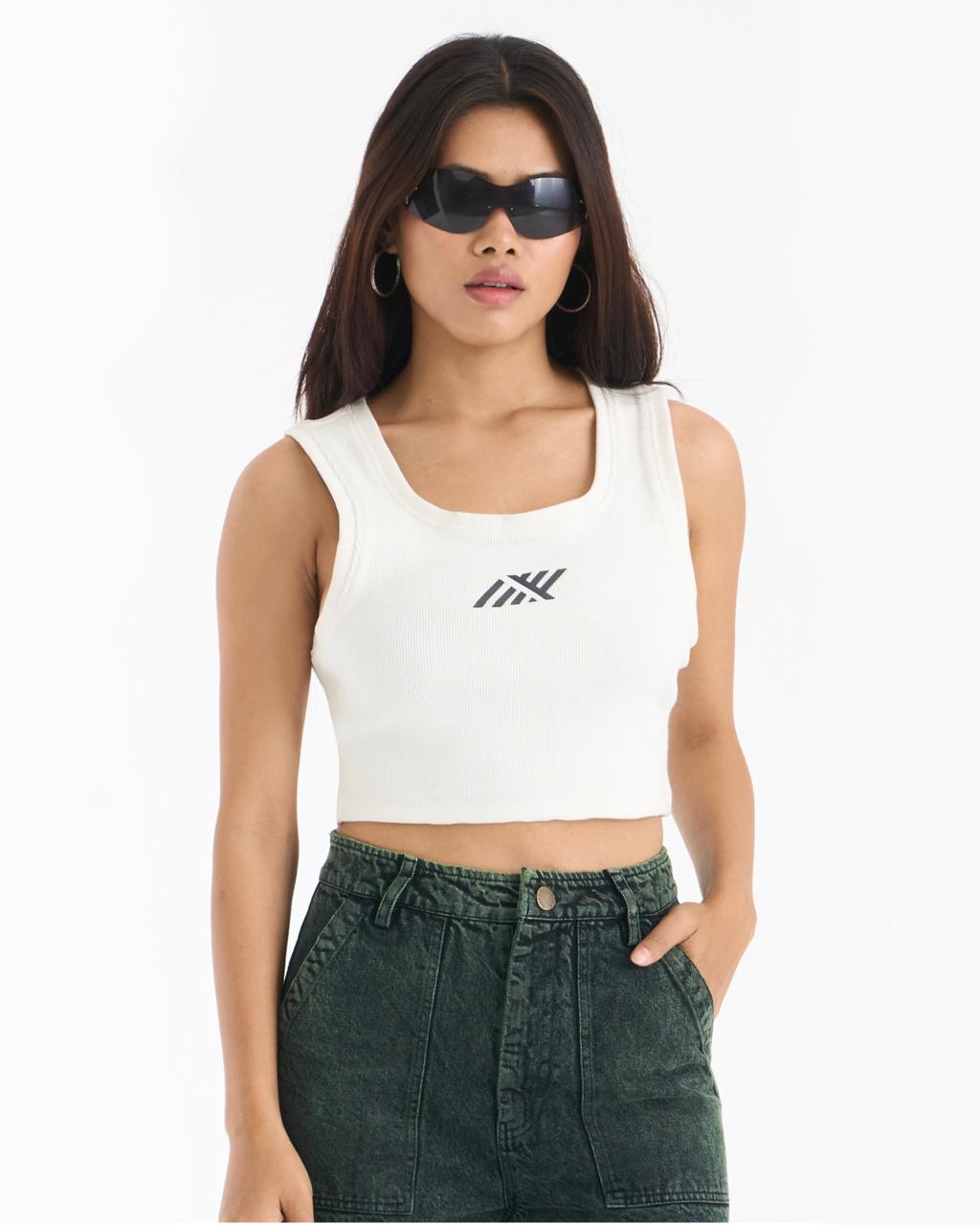 SPRINT CROP TANK TOP-WHITE